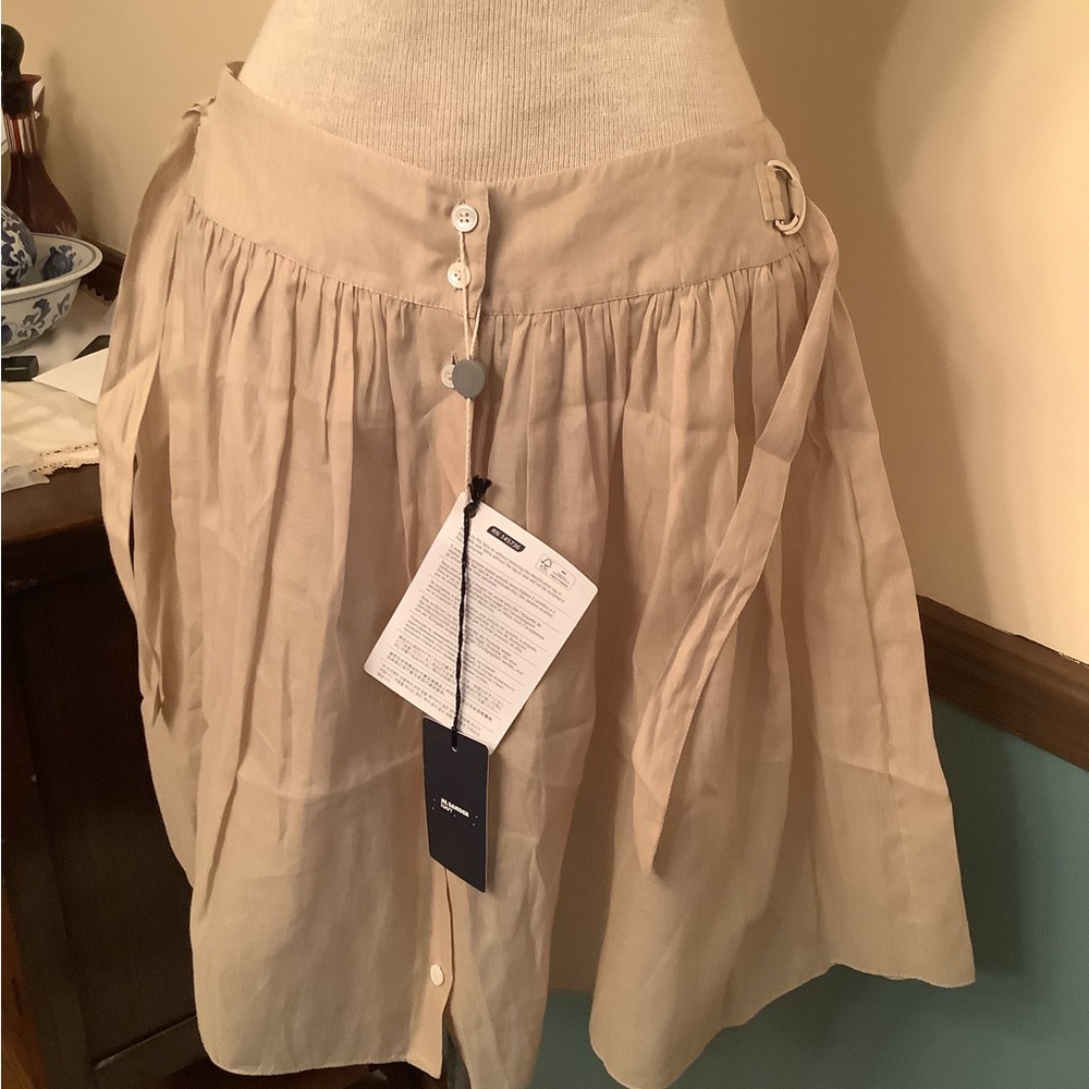 Jill Sander Navy Beige Cotton/Silk Short Skirt IT36